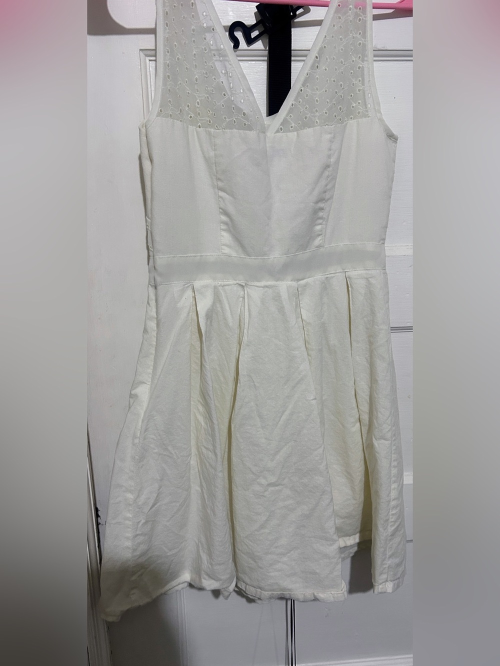 American EagleWhite Eyelet V-Neck Fit & Flare Dress